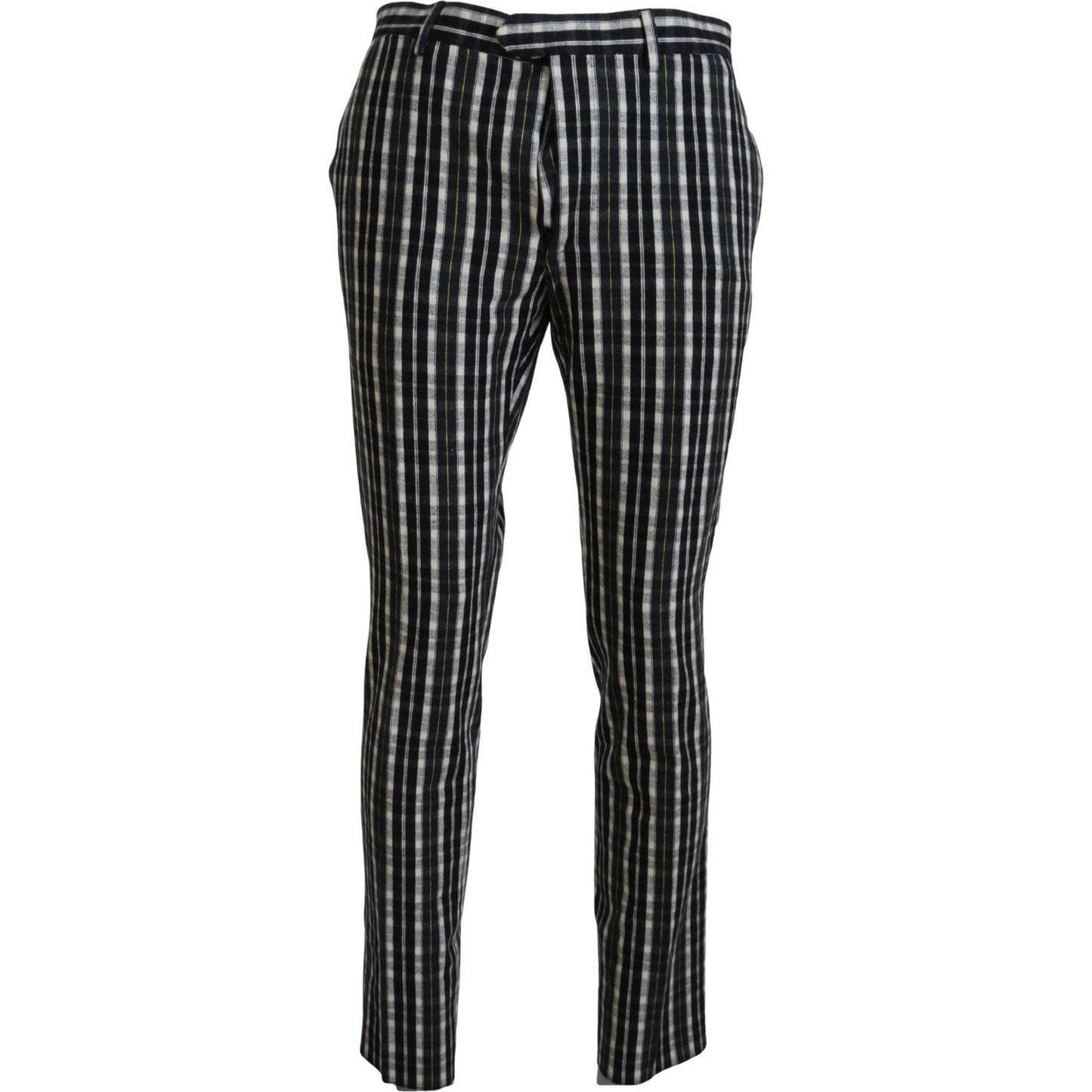 BENCIVENGA Black Checkered Cotton Casual Pants