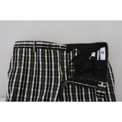 BENCIVENGA Black Checkered Cotton Casual Pants