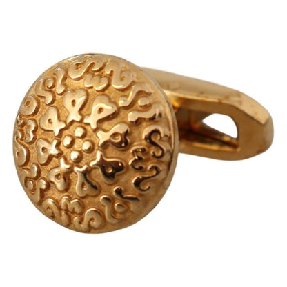 Dolce & Gabbana Gold Plated Brass Round Pin Men Cufflinks