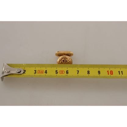 Dolce & Gabbana Gold Plated Brass Round Pin Men Cufflinks