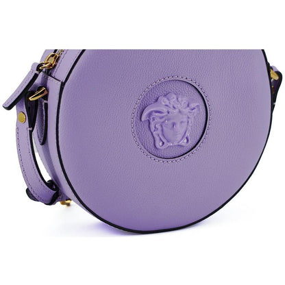 Versace Purple Calf Leather Round Disco Shoulder Bag