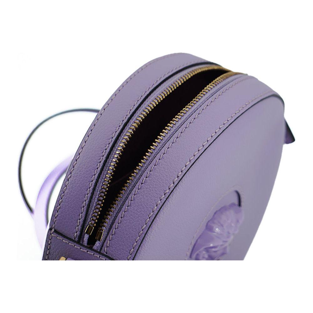 Versace Purple Calf Leather Round Disco Shoulder Bag
