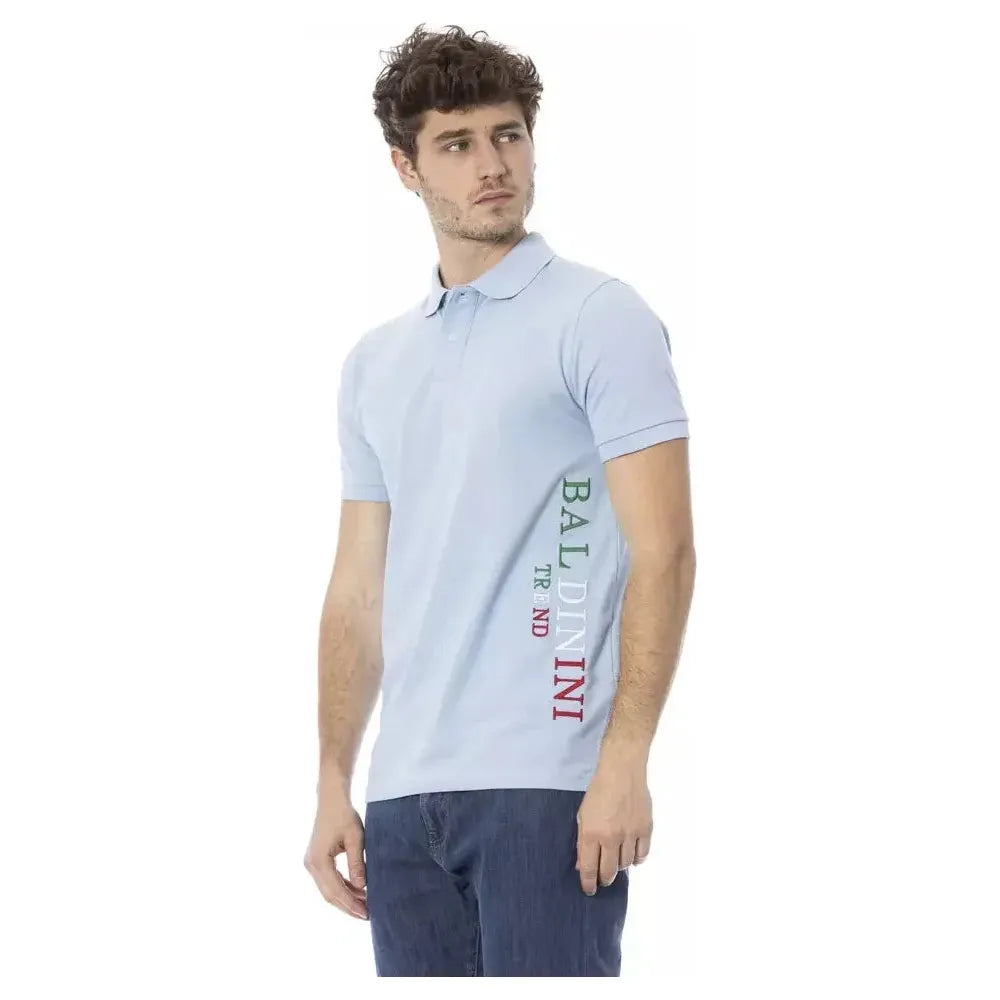 Baldinini Trend Light Blue Cotton Men Polo Shirt
