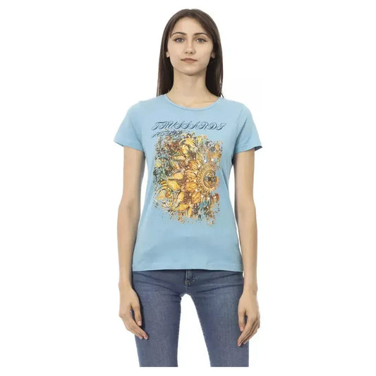 Trussardi Action Light Blue Cotton Women T-Shirt