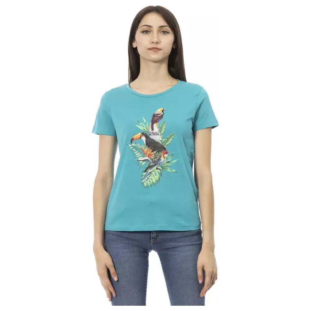 Trussardi Action Light Blue Cotton T-Shirt