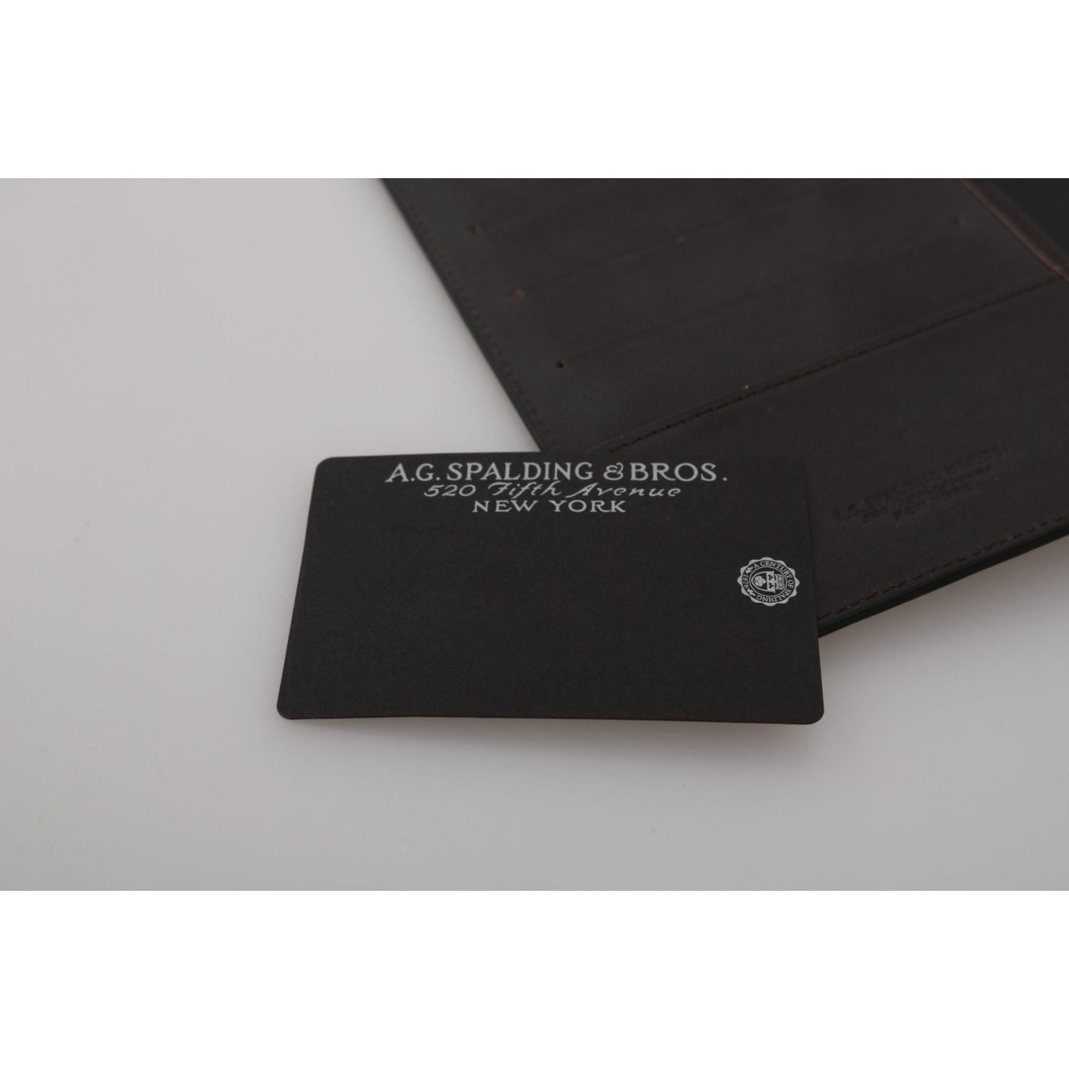 A.G. Spalding & Bros Black Leather Bifold Travel Holder Logo Wallet