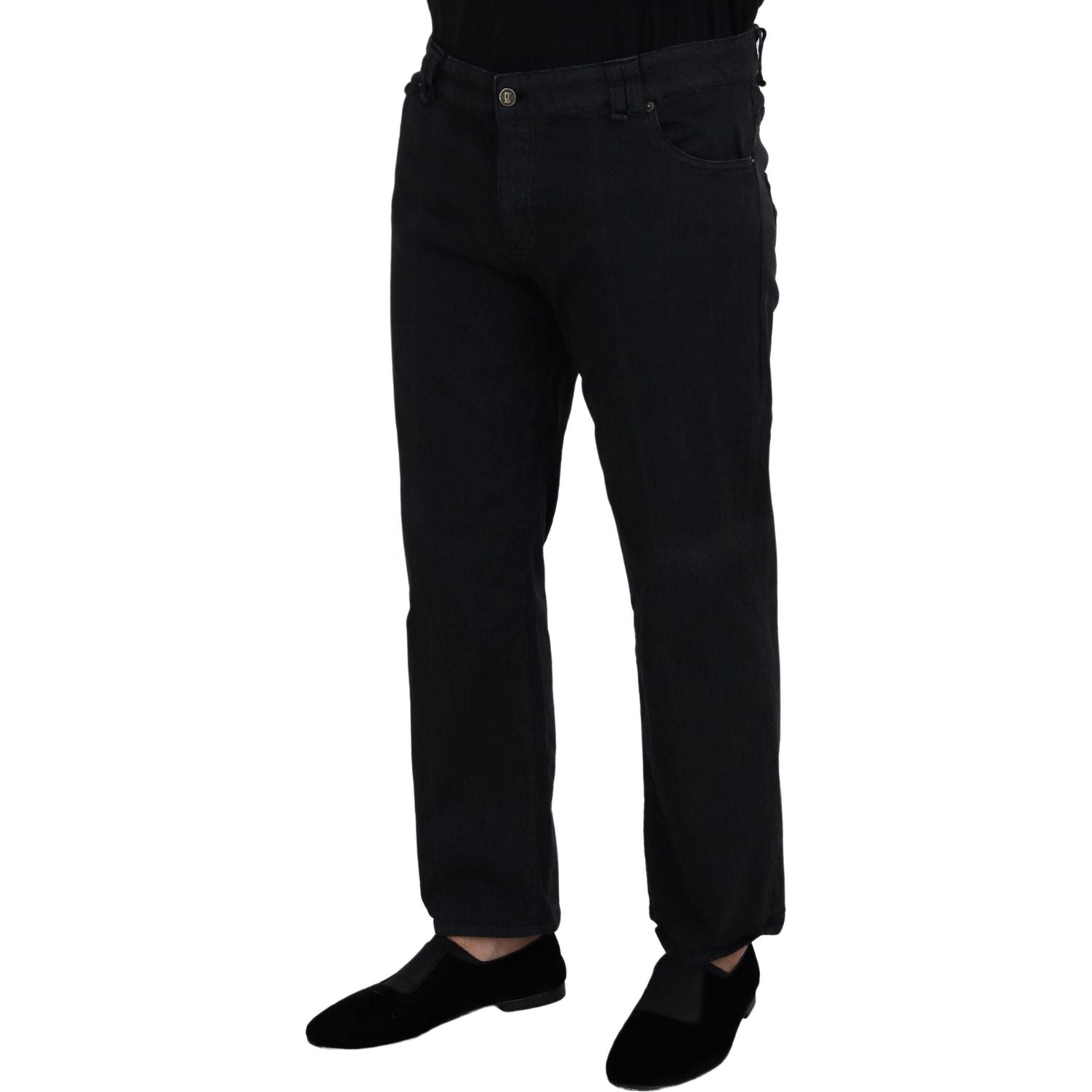 John Galliano Black Cotton Back Buckle Casual Denim Jeans