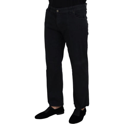 John Galliano Black Cotton Back Buckle Casual Denim Jeans
