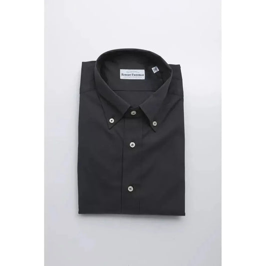 Robert Friedman Gray Cotton Men Shirt RO-20477-L