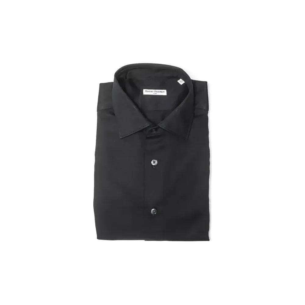 Robert Friedman Black Cotton Men Shirt