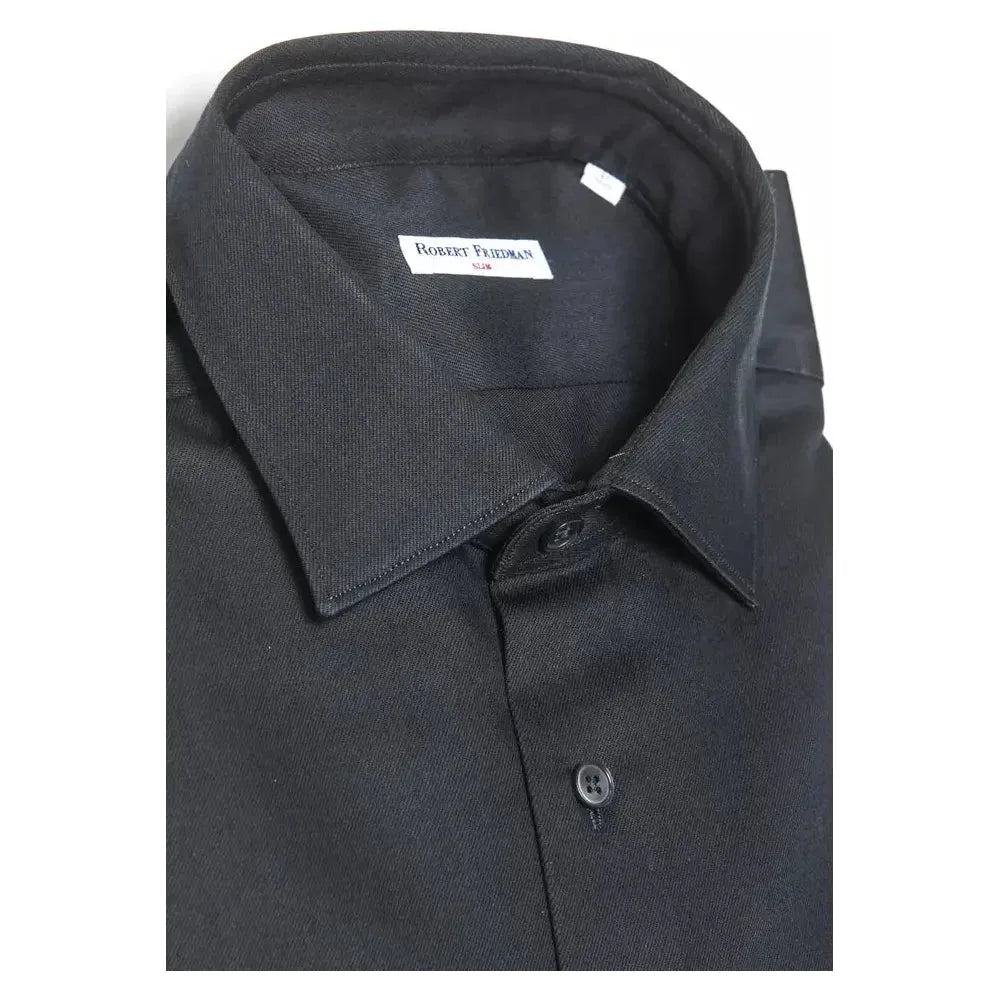 Robert Friedman Black Cotton Men Shirt