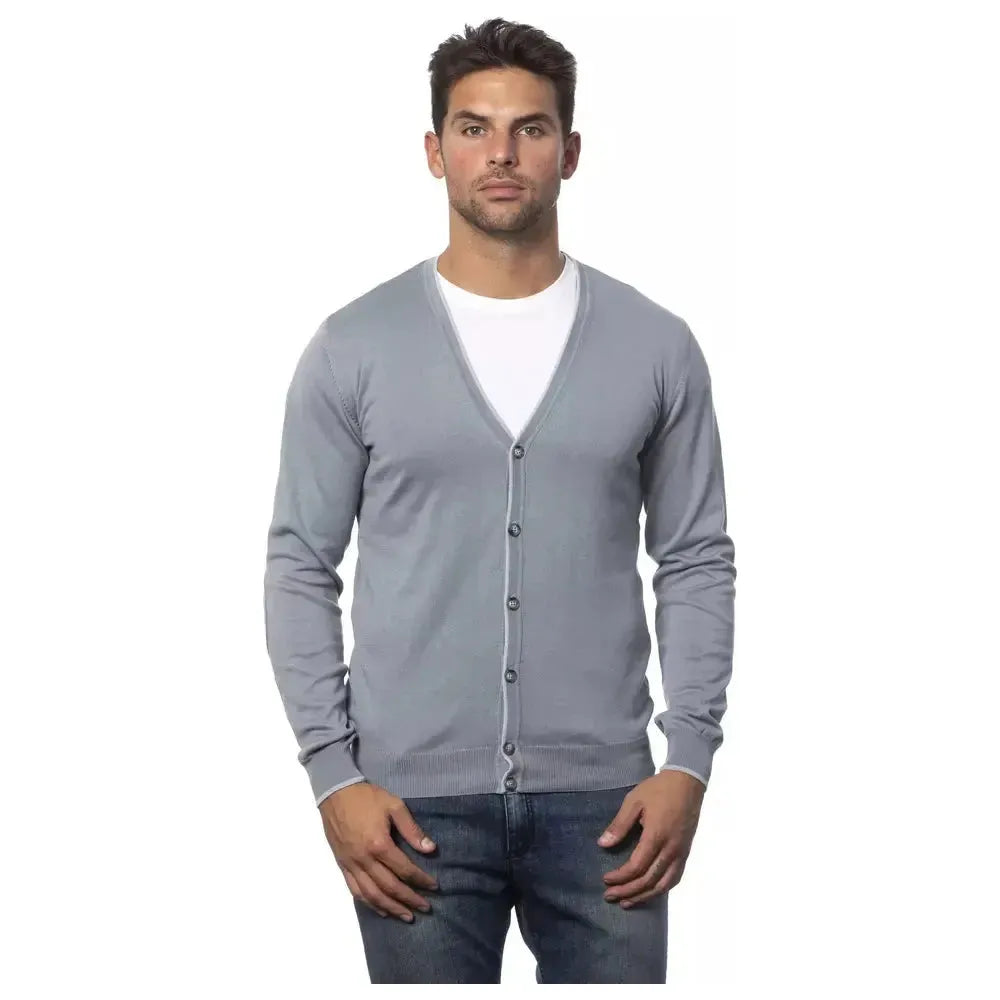 Verri Gray Cotton Men Cardigan
