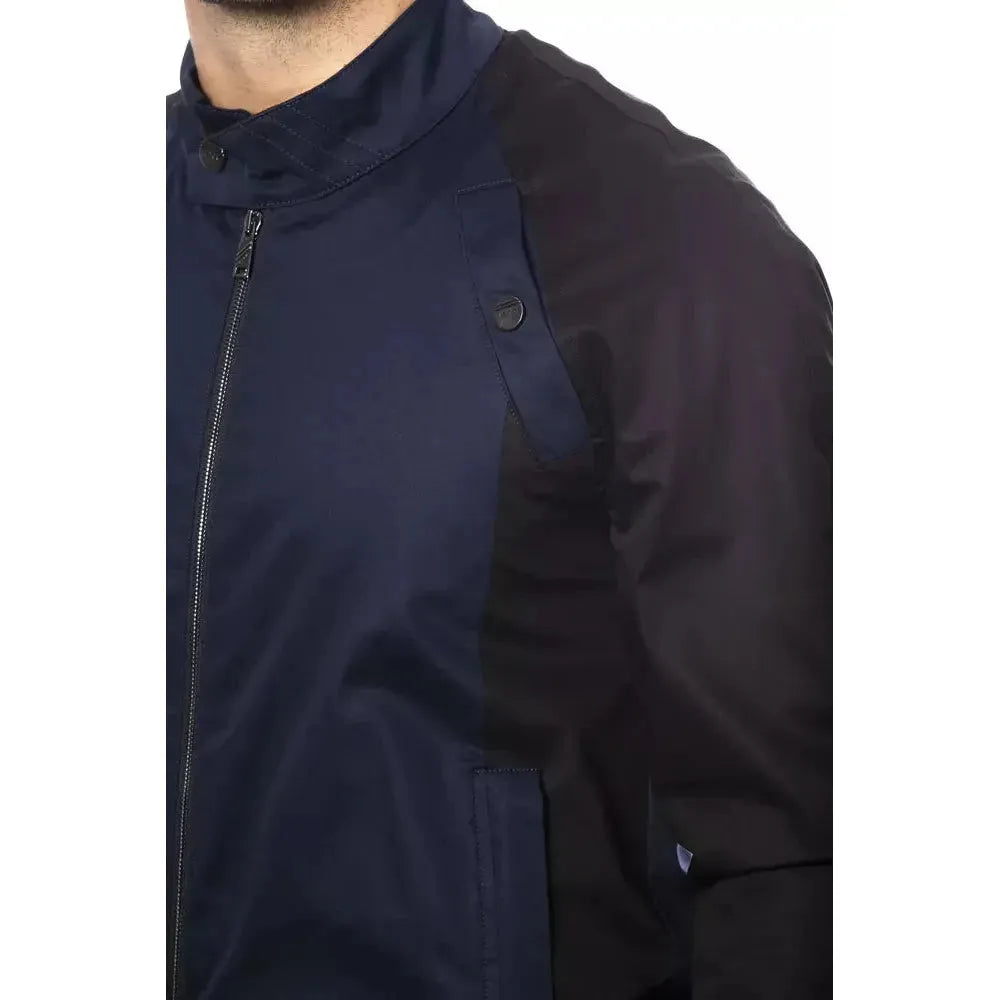 Verri Blue Cotton Men's Bomber Jacket Coats & Jackets