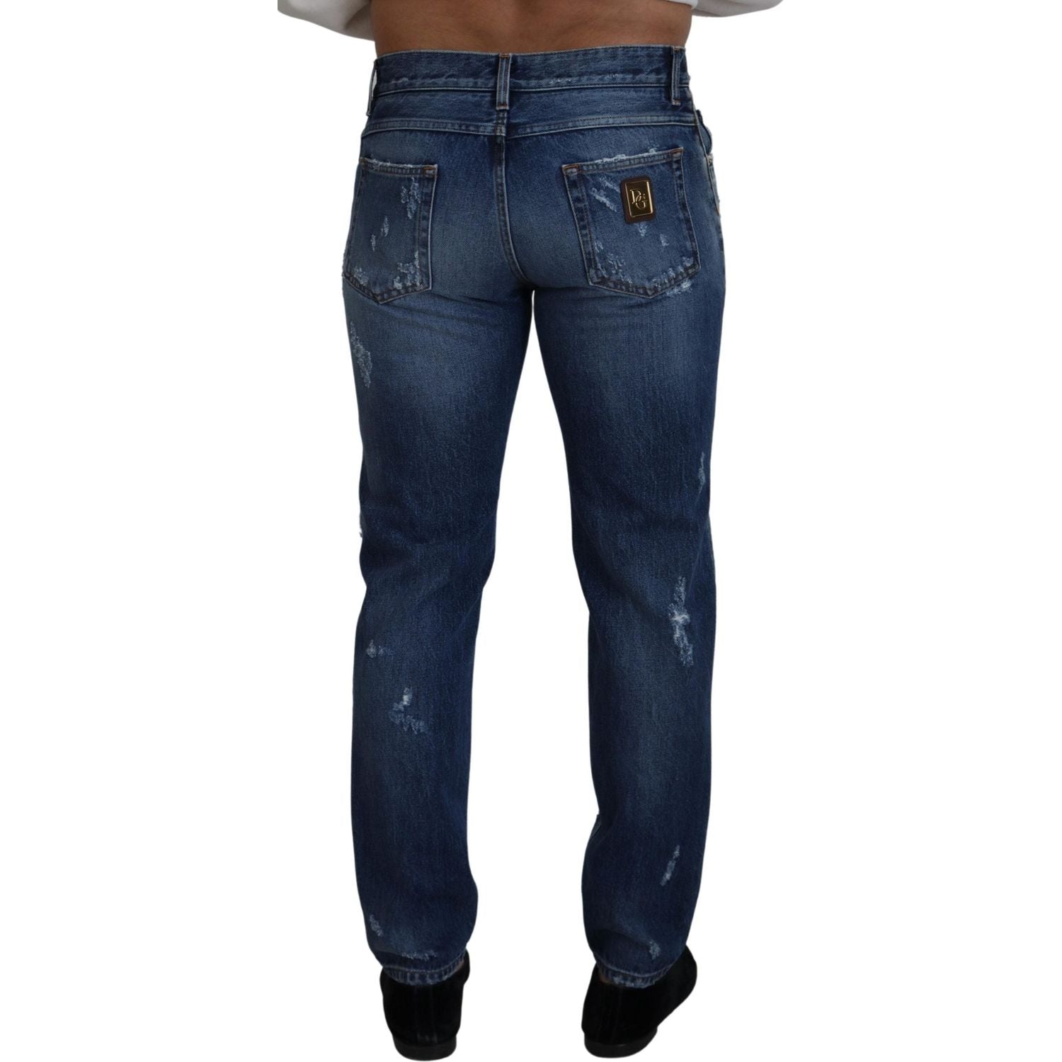 Dolce & Gabbana Blue Cotton Tattered Men Denim Jeans