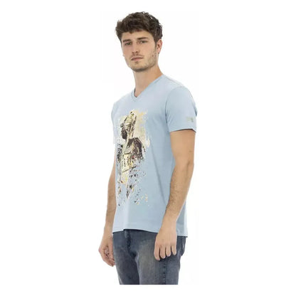 Trussardi Action Light Blue Cotton Men T-Shirt