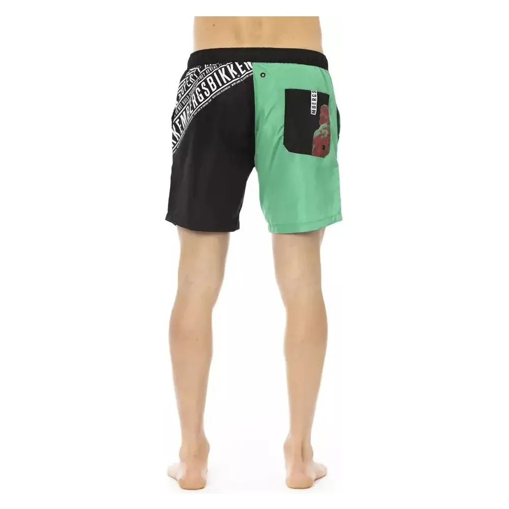 Bikkembergs Green Polyester Men Swim Short