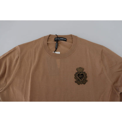 Dolce & Gabbana Beige Cashmere Crown Logo Pullover Sweater