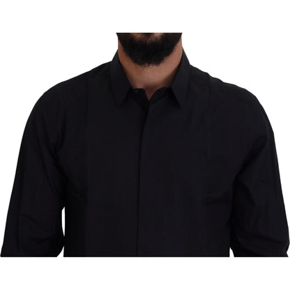 Dolce & Gabbana Black Gold Cotton Slim Fit Dress Mens Shirt