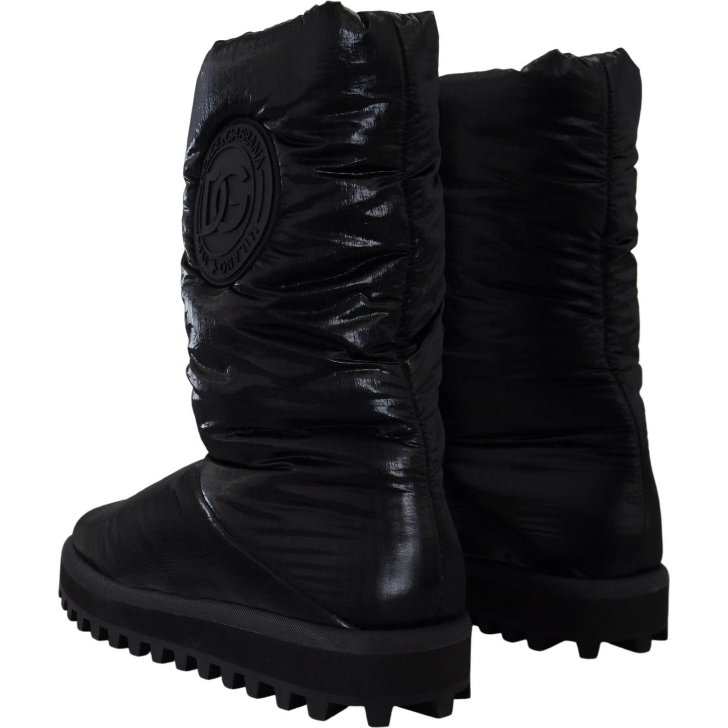 Dolce & Gabbana Black Boots Padded Mid Calf Winter Shoes