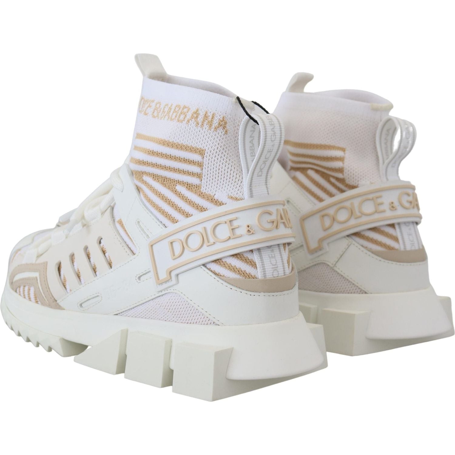 Dolce & Gabbana White Beige Sorrento Sneakers Shoes