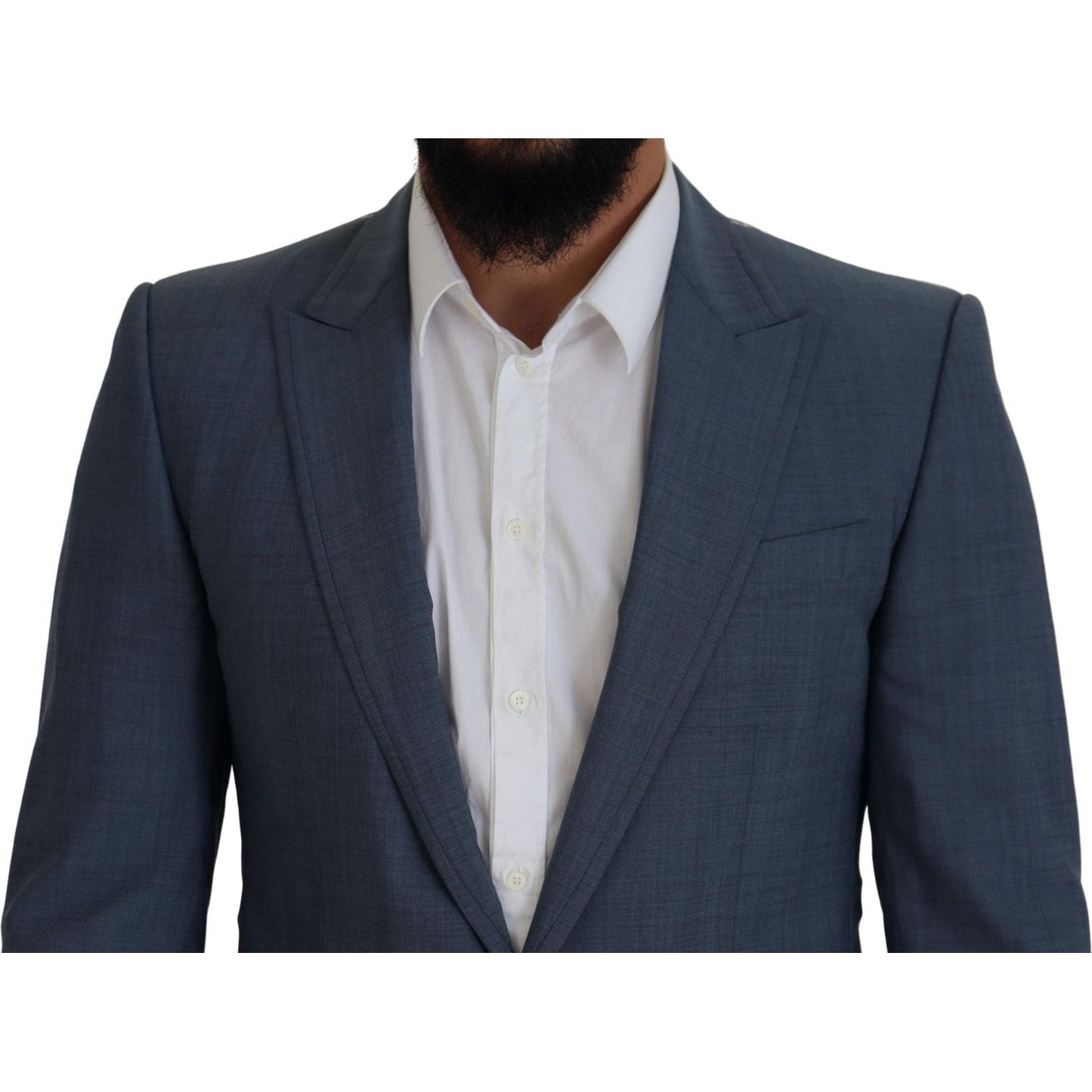 Dolce & Gabbana Blue Wool Stretch Slim Fit Jacket Blazer