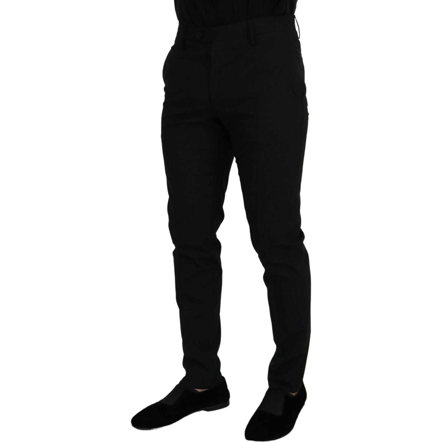 Dolce & Gabbana Black Polyester Chino Formal Pants