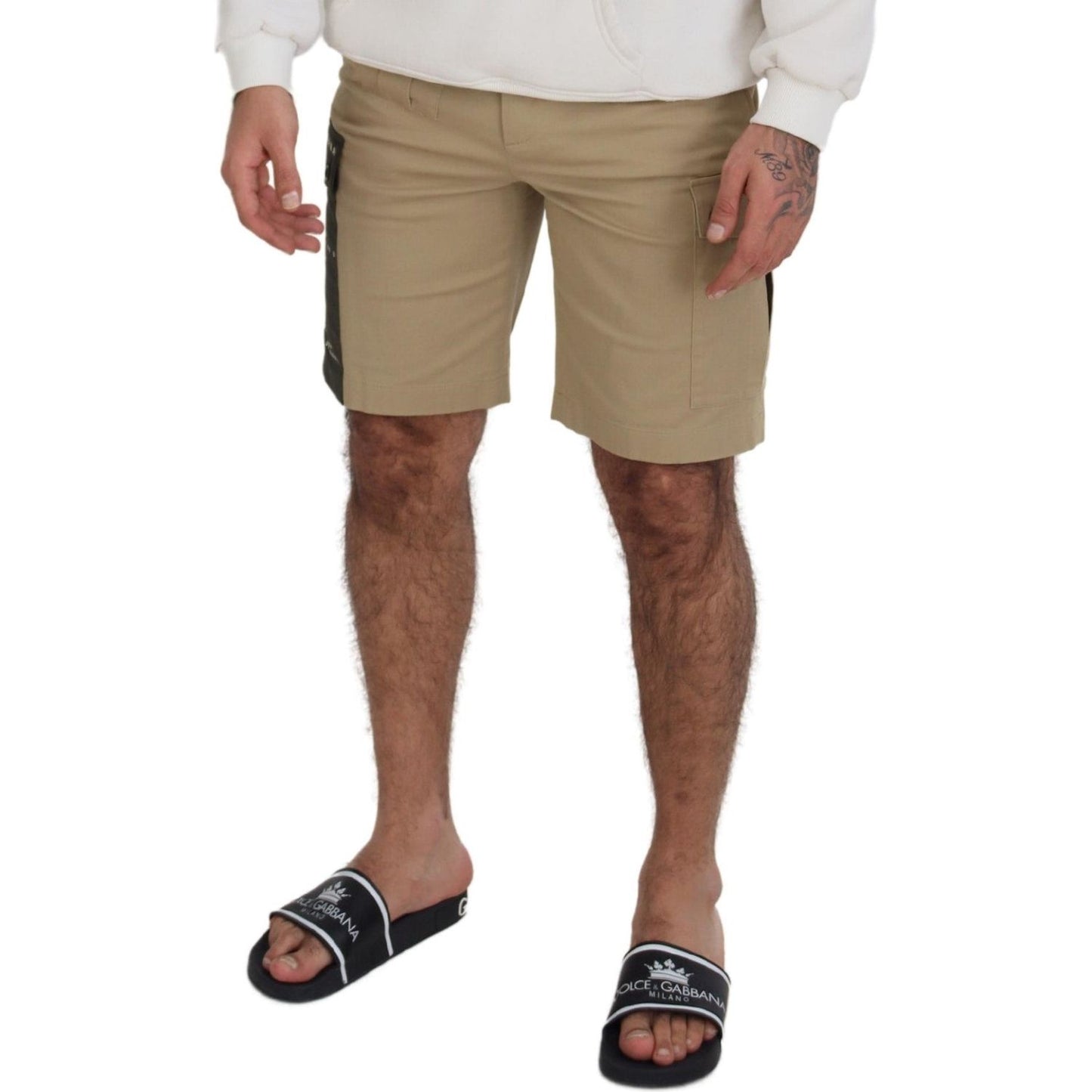 Dolce & Gabbana Beige Cotton Cargo Bermuda Shorts
