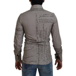 Dolce & Gabbana Gray Printed Cotton Slim Dress GOLD Shirt
