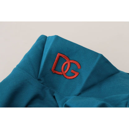 Dolce & Gabbana Blue Cotton Collared Slim Pullover Sweater