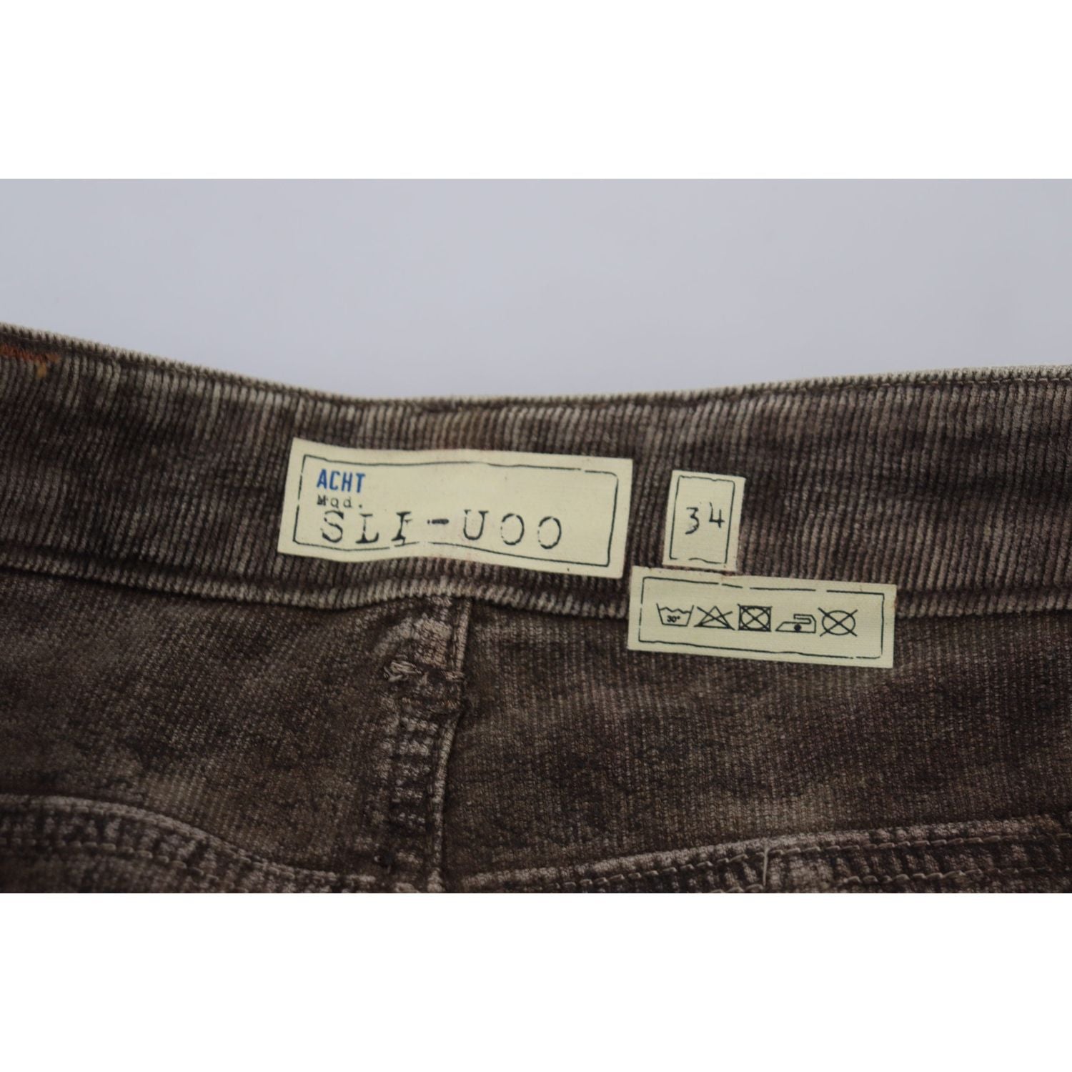 Acht Gray Washed Cotton Corduroy Slim Fit Men Jeans