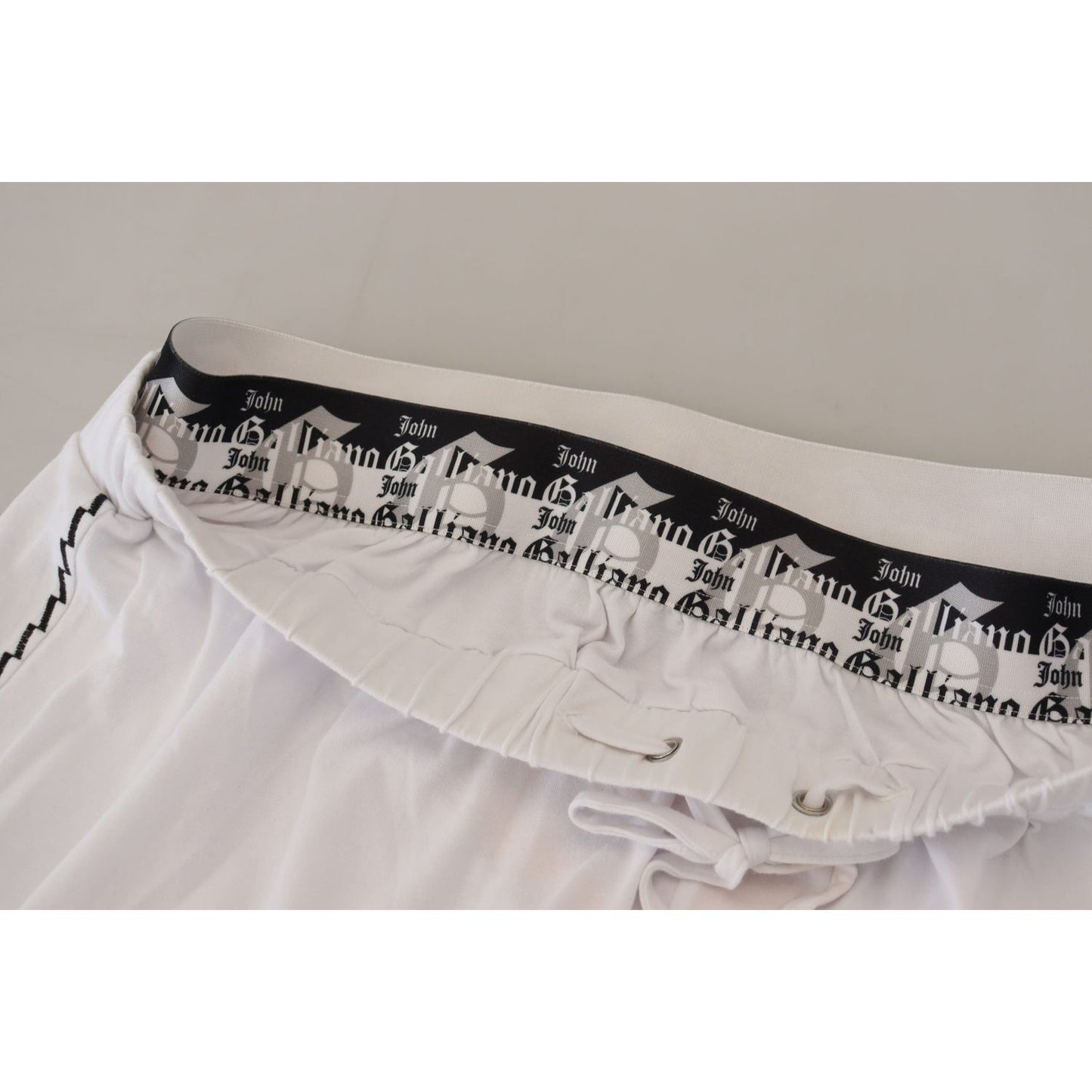 John Galliano White Cotton Logo Loose Men Pants