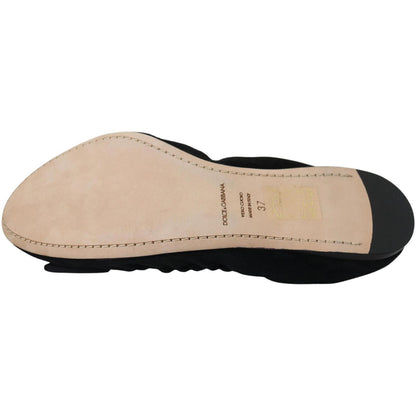 Dolce & Gabbana Black Suede Flat Slip On Ballet Shoes