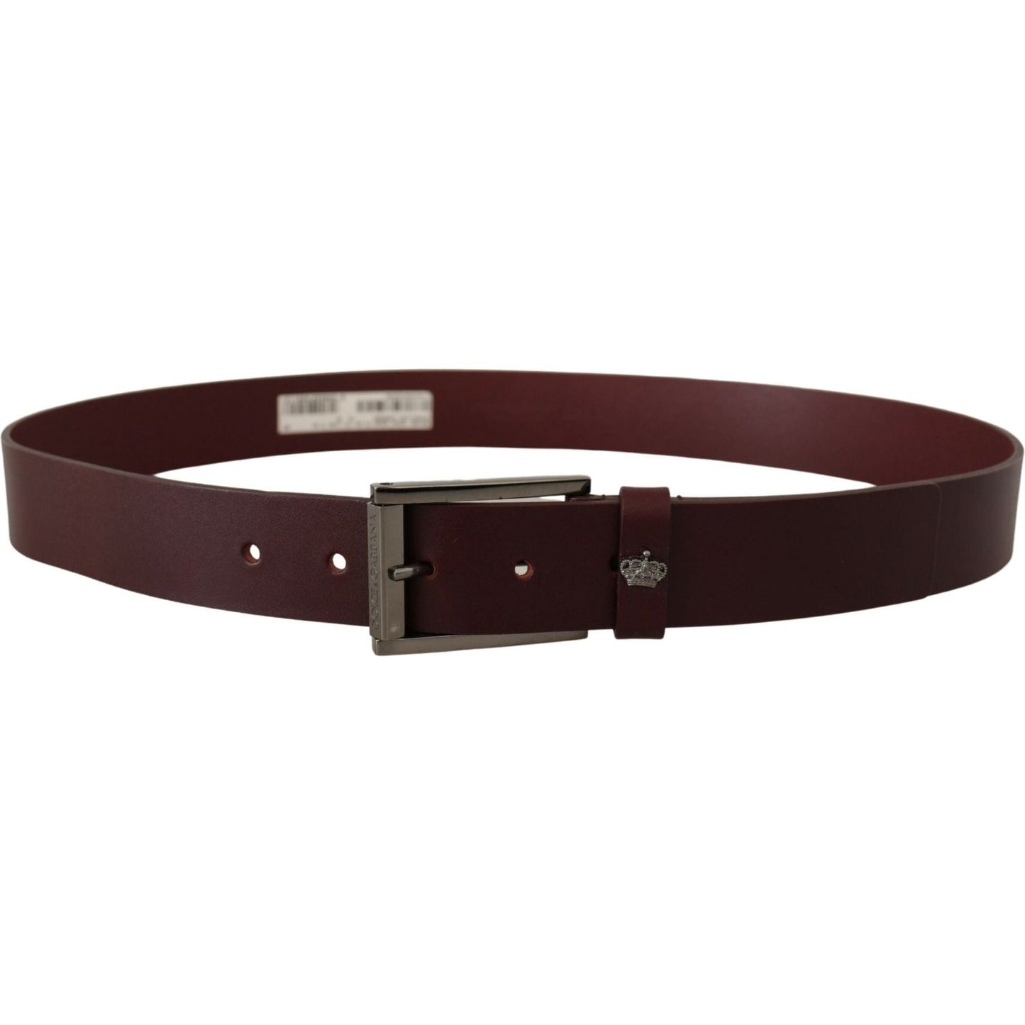 Dolce & Gabbana Brown Leather Silver Metal Crown Buckle Belt