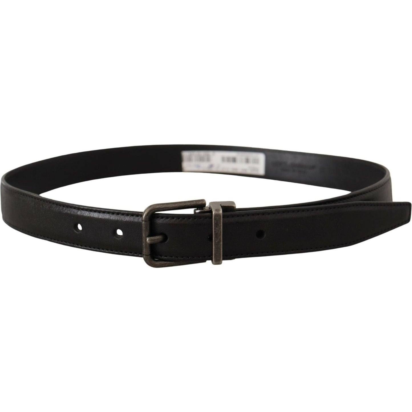 Dolce & Gabbana Black Calf Leather Logo Metal Buckle Belt