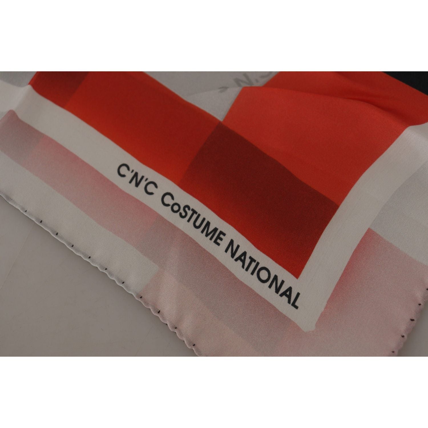 Costume National Gray Red Silk Shawl Foulard Wrap Scarf