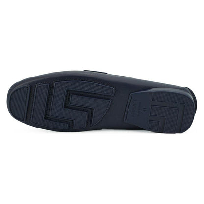 Versace Elegant Navy Blue Calf Leather Loafers