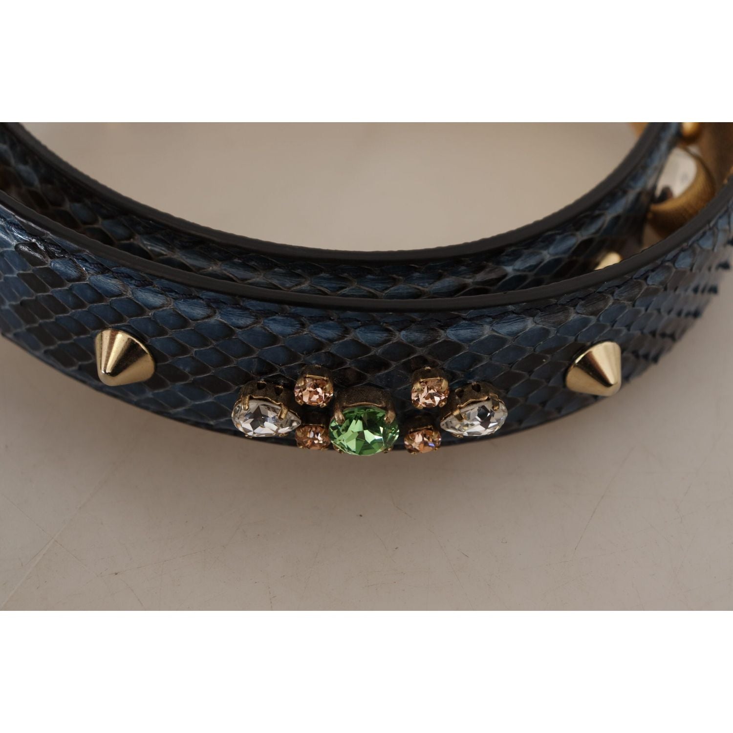 Dolce & Gabbana Blue Exotic Leather Crystals Shoulder Strap