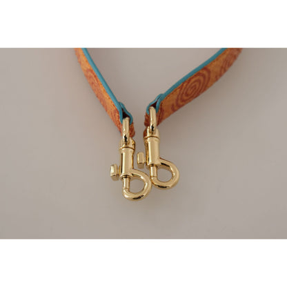 Dolce & Gabbana Orange Leather Swirl Print Bag Shoulder Strap