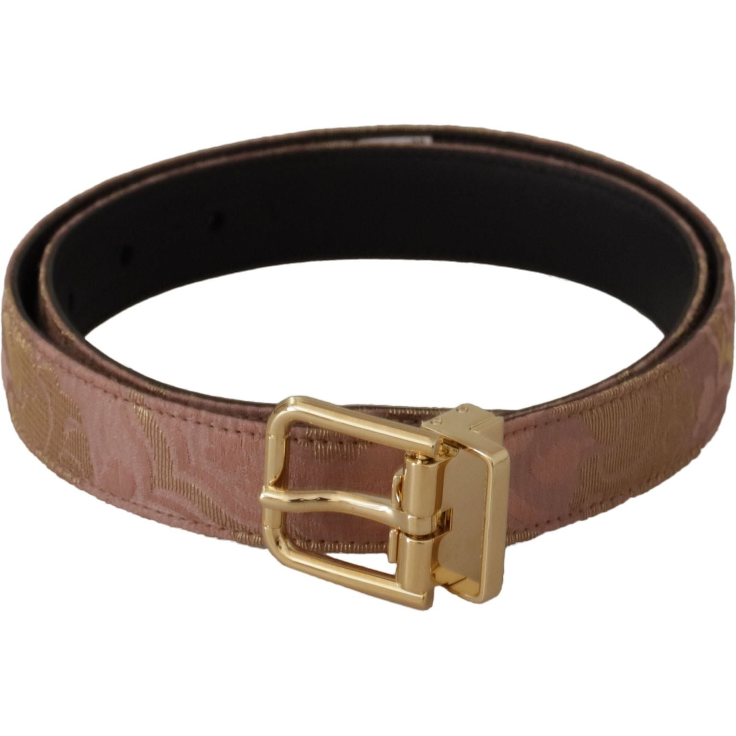 Dolce & Gabbana Rose Gold Leather Logo Engraved Metal Buckle Belt