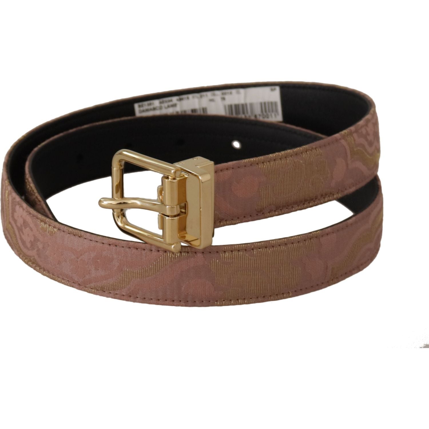 Dolce & Gabbana Rose Gold Leather Logo Engraved Metal Buckle Belt