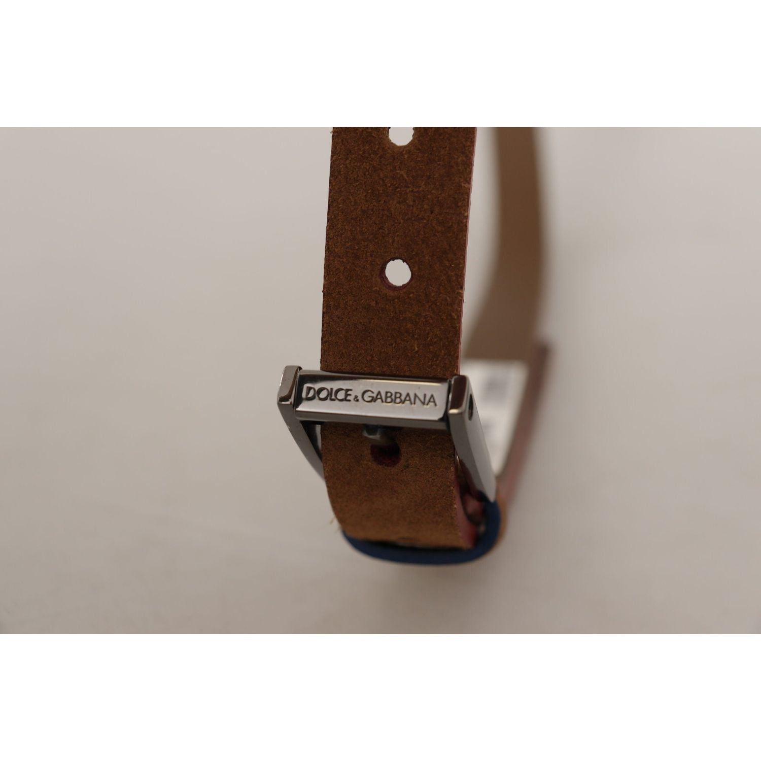 Dolce & Gabbana Brown Logo Engraved Metal Waist Buckle Belt