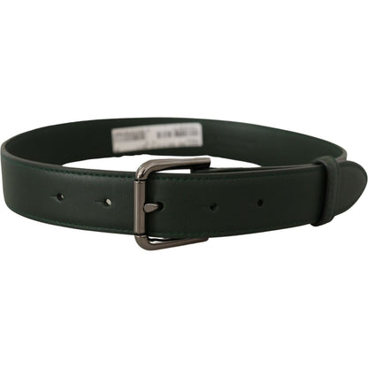 Dolce & Gabbana Army Green Leather Logo Metal Waist Buckle Belt