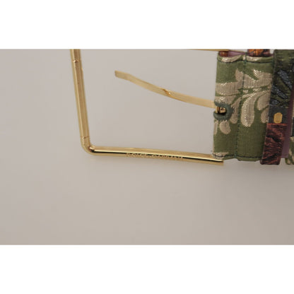 Dolce & Gabbana Multicolor Leather Embroidered Gold Metal Buckle Belt
