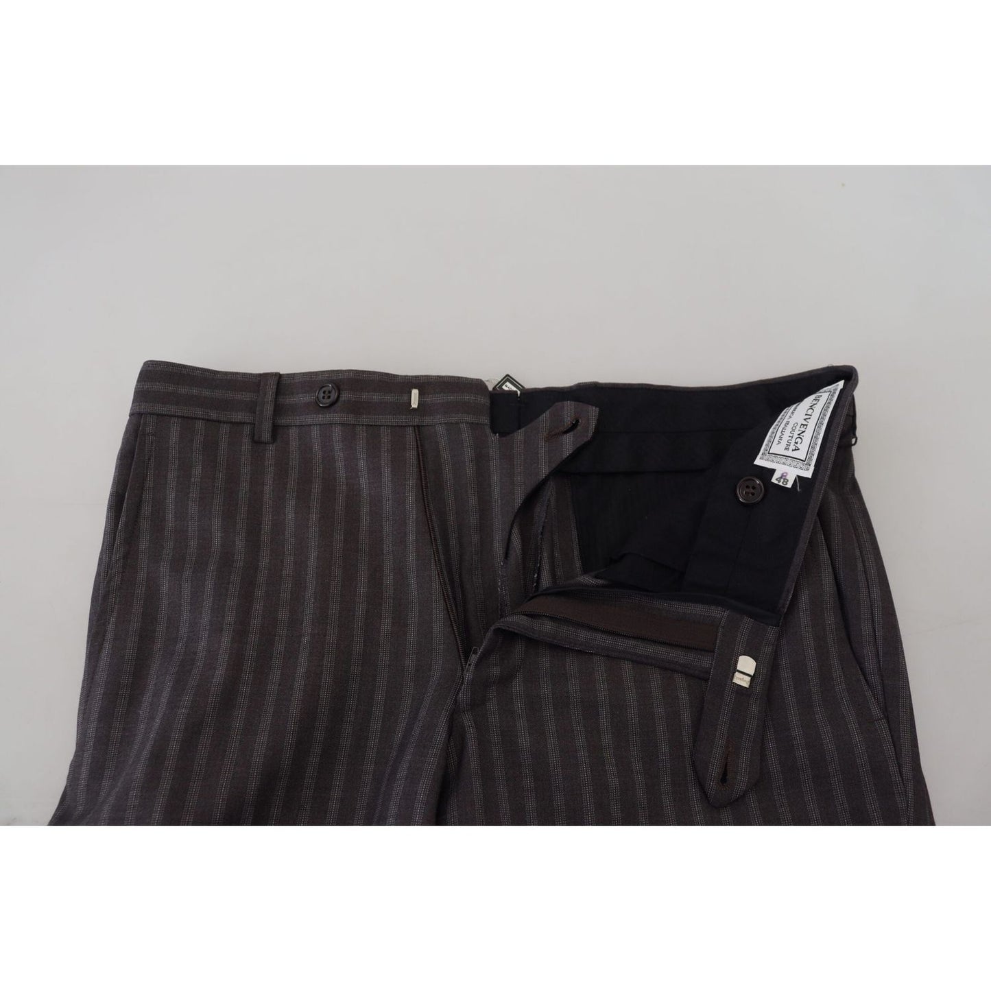 BENCIVENGA Brown Stripes Slim Fit Men Pants