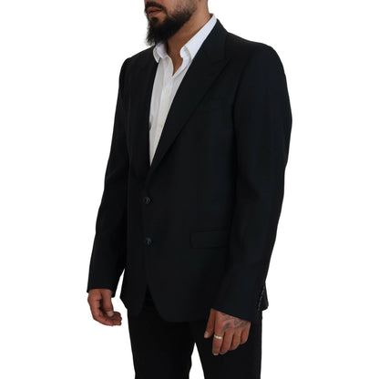 Dolce & Gabbana Dark Blue Wool Formal Sicilia Blazer