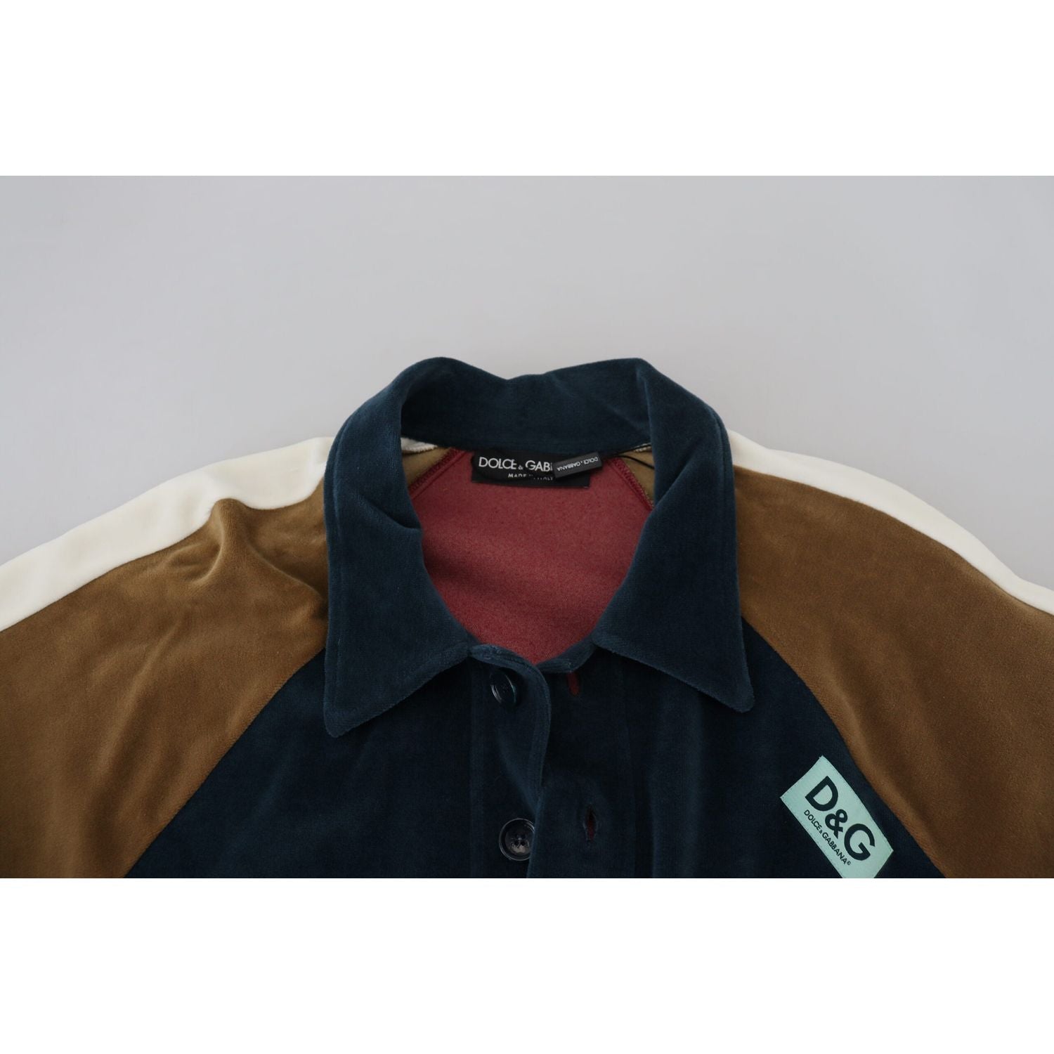 Dolce & Gabbana Multicolor Cotton Collared Pullover Sweater