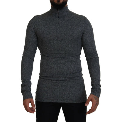 Dolce & Gabbana Dark Gray Nylon Turtleneck Pullover Sweater