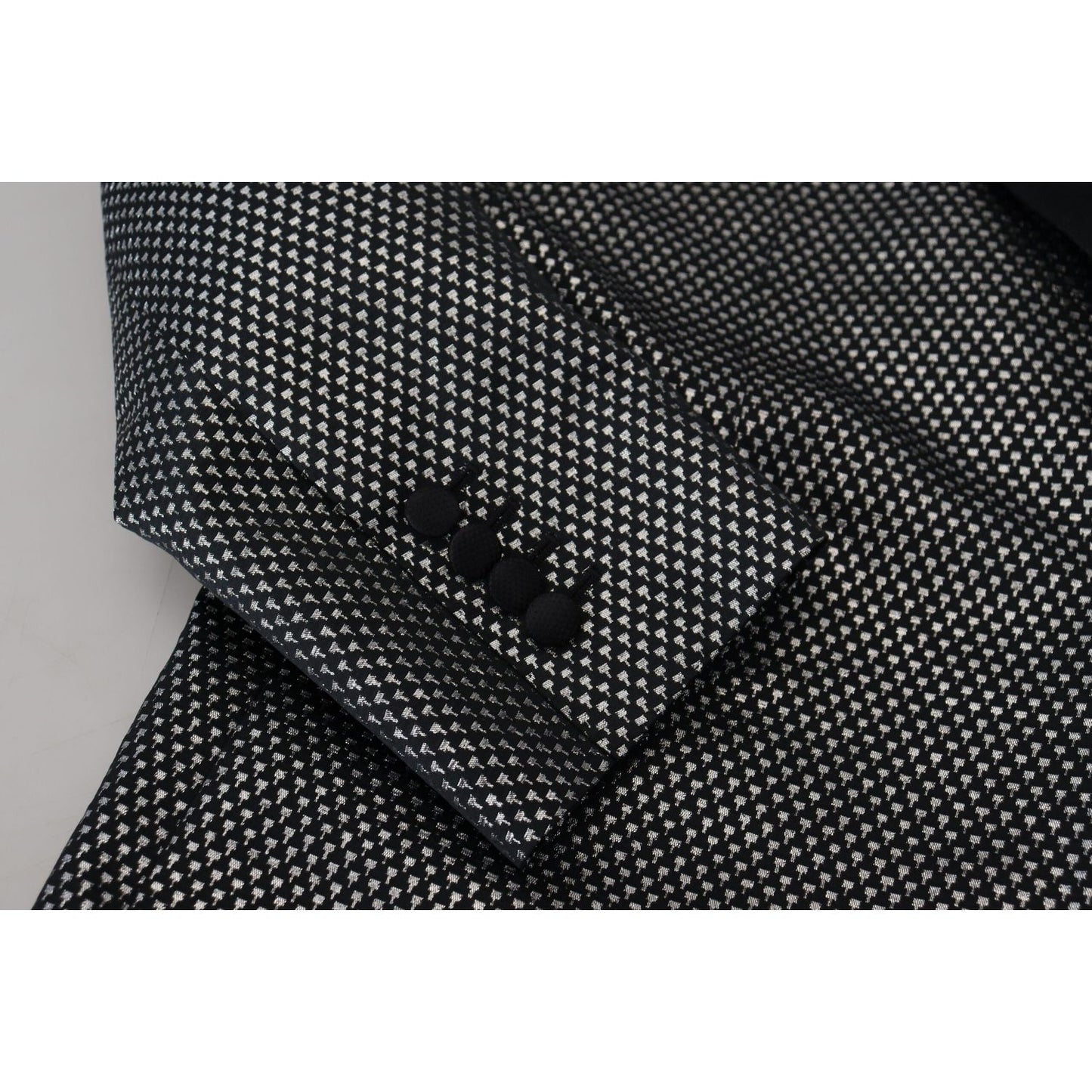 Dolce & Gabbana Black Silver Jacquard Slim Fit Jacket Blazer