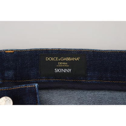 Dolce & Gabbana Dark Blue Cotton Denim SKINNY Jeans