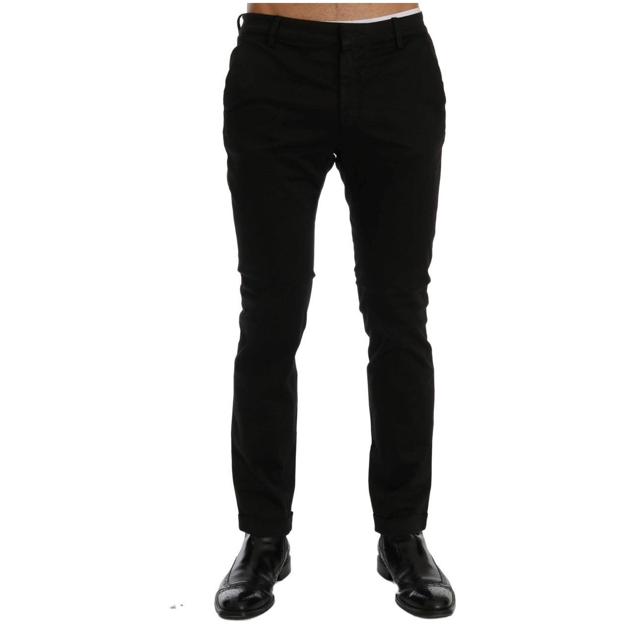 Costume National Black Slim Fit Cotton Stretch Pants